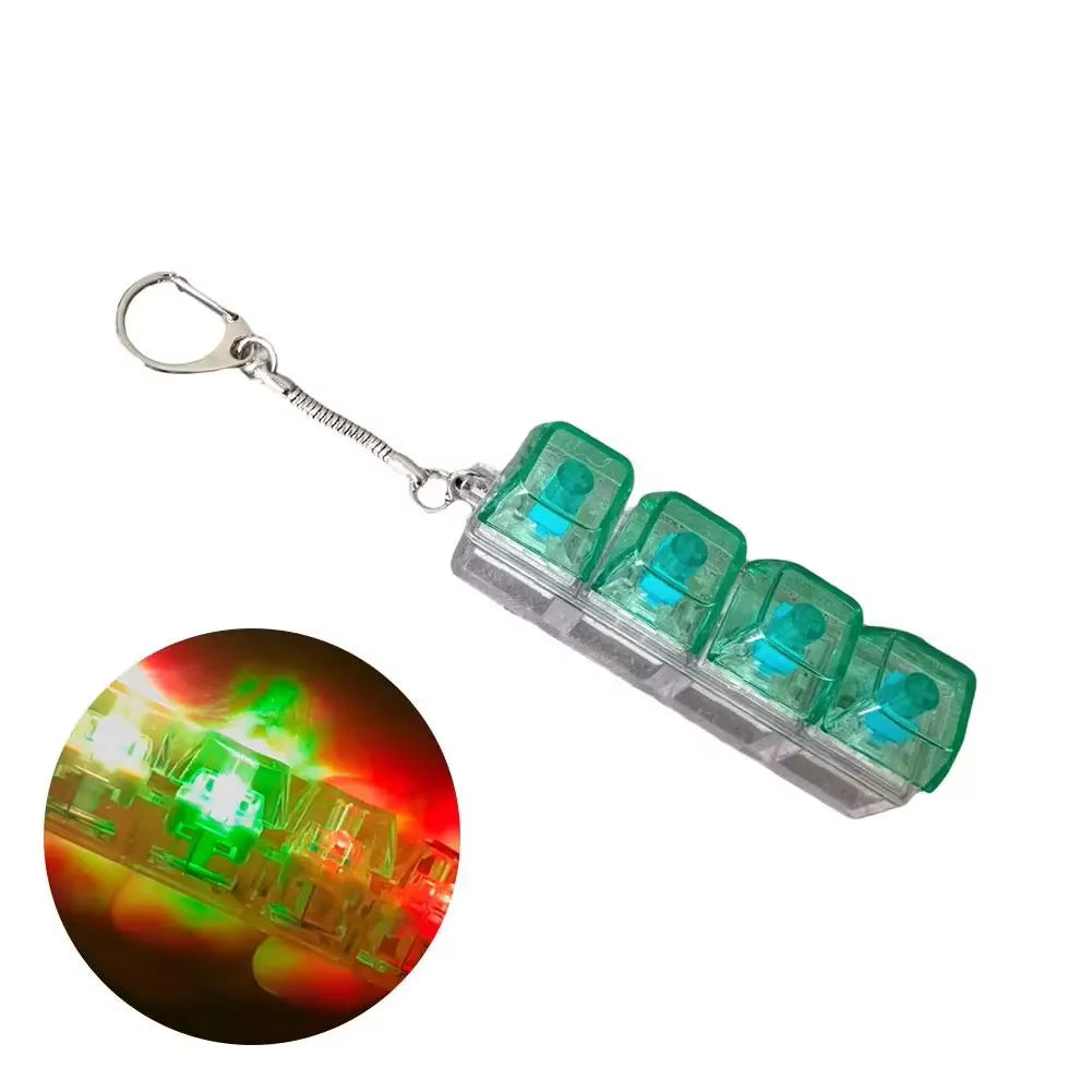4 Keys Mechanical Keyboard Axis Tester Keychain Stress Relief Clicker Fidget Keyboard with LED Decompression Tools Pendant Gifts